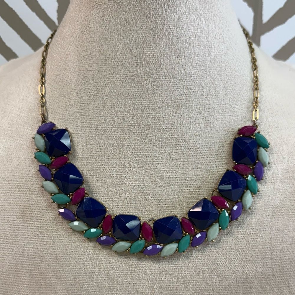 J Crew Blue Green Purple Beaded Necklace